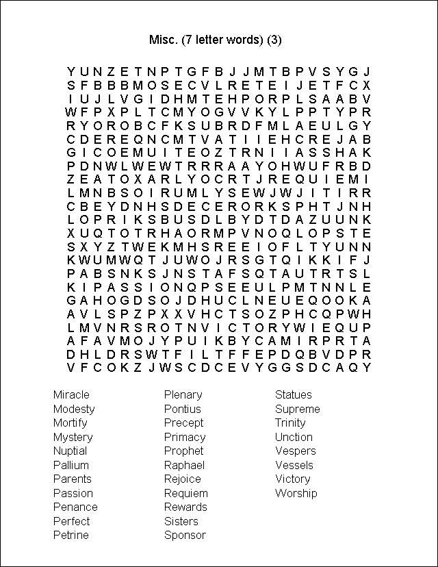 MyCatholicSource Word Search Misc 7 Letter Words 3 