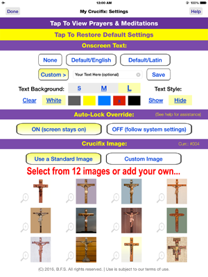 My Crucifix for iPad (sample screen)