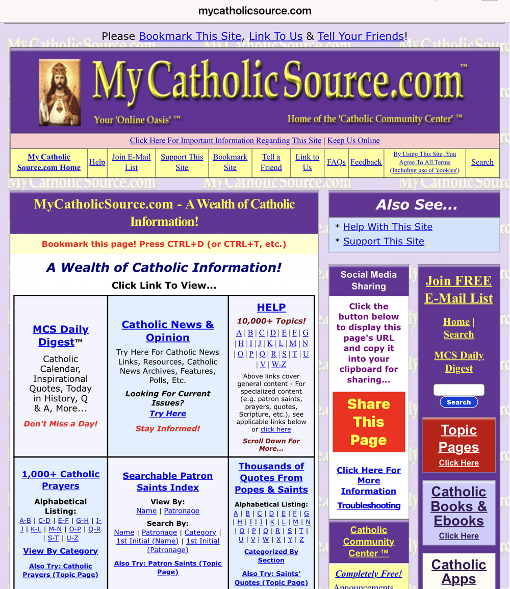 MyCatholicSource.com in Safari browser with 85% page zoom MyCatholicSource.com in Safari browser with 85% page zoom
