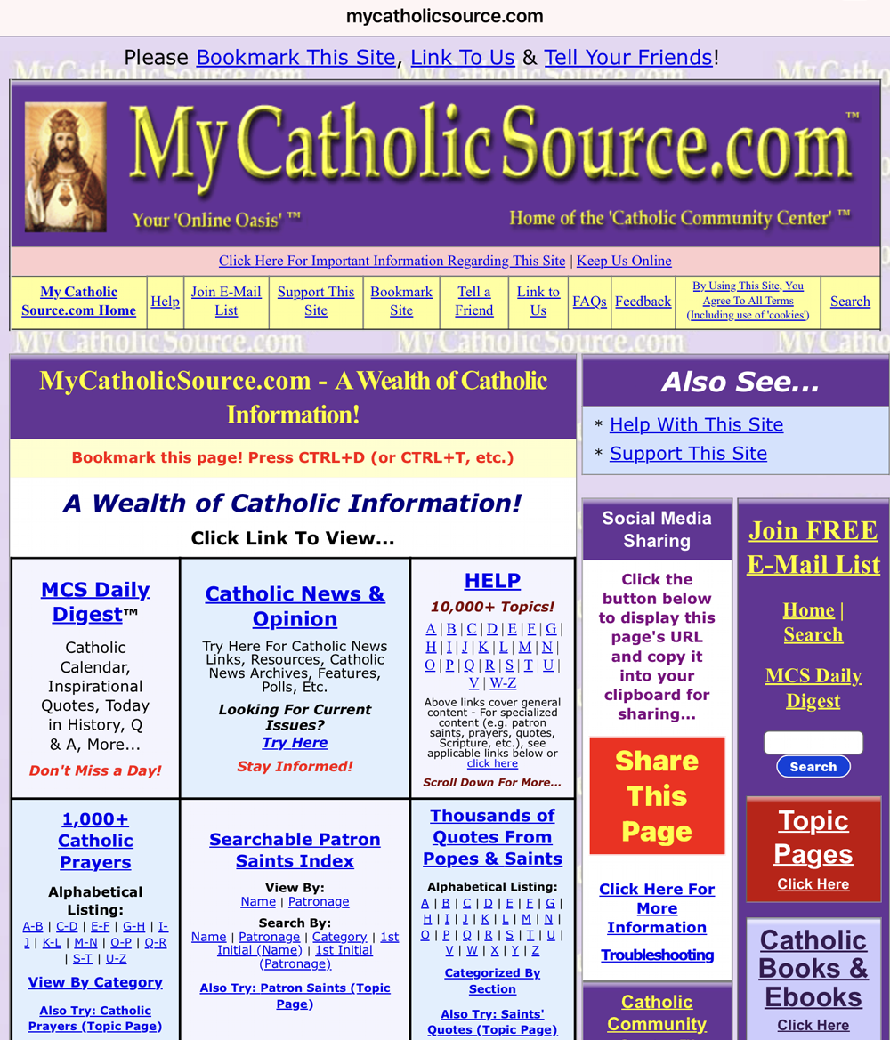 MyCatholicSource.com in Safari browser with no zoom MyCatholicSource.com in Safari browser with no zoom