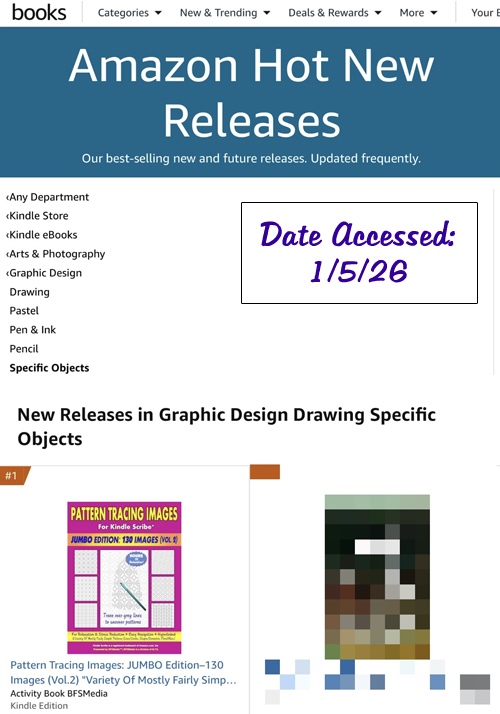 #1 'Hot New Release' (Category: Drawing Specific Objects), 1/5/26: Pattern Tracing Images (Vol. 2)