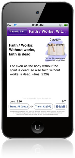 Catholic Bible References App (sample screen)