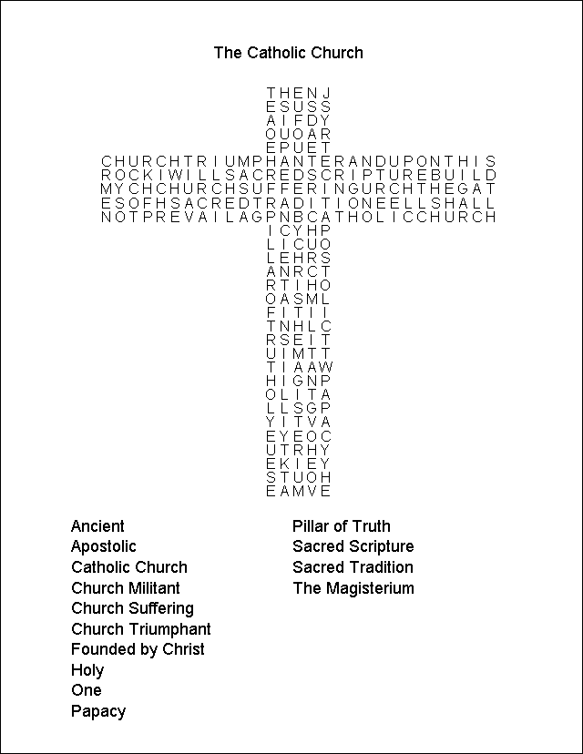 MyCatholicSource Word Search The Catholic Church