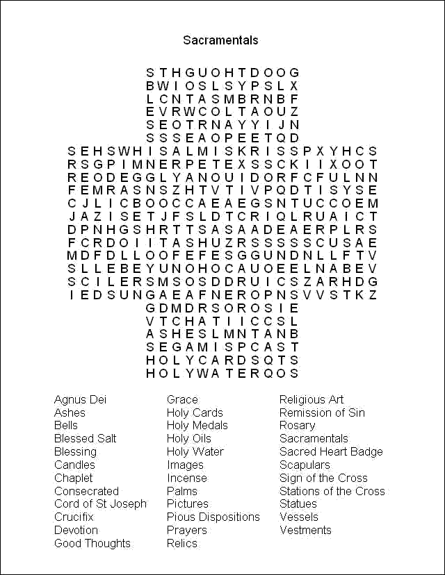 MyCatholicSource Word Search Sacramentals